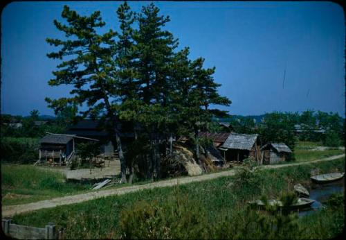 Houses and boats along Kitakami Canal