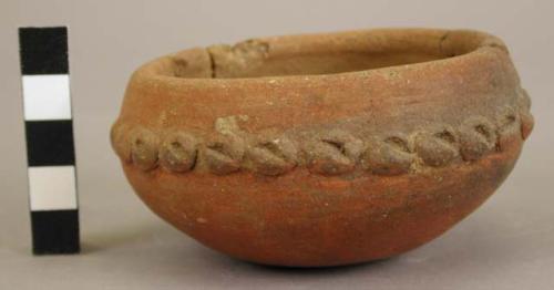 Red Ware bowl with appliqued punctuated nodules