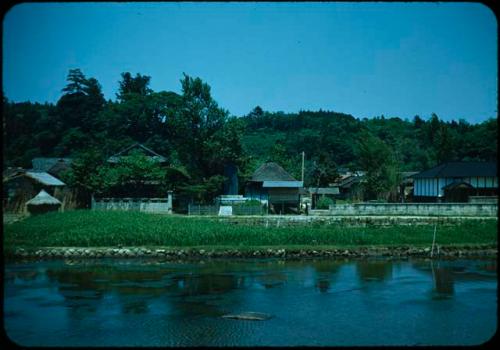 Buildings along water