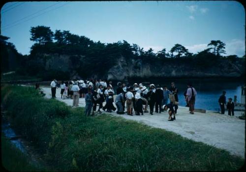 School group at boat landing