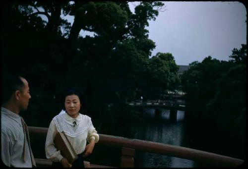 Man and woman on bridge