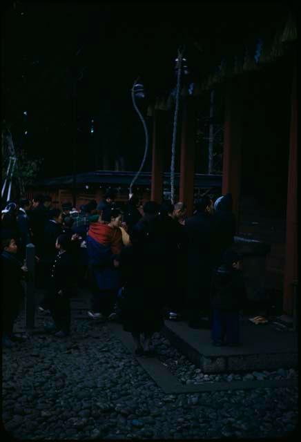 Group of people at temple or shrine