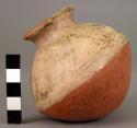 Polychrome pottery vessel with pointed bottom