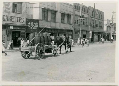 Barrels of human waste on horse-drawn cart