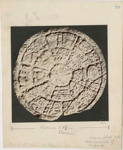 Circular altar from Structure 36 (Sepulchral Pyramid), showing two concentric rows of glyphs