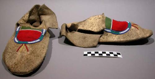 Moccasins with beadwork, pair