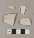 Undecorated white salt-glazed stoneware vessel rim fragments, light gray paste