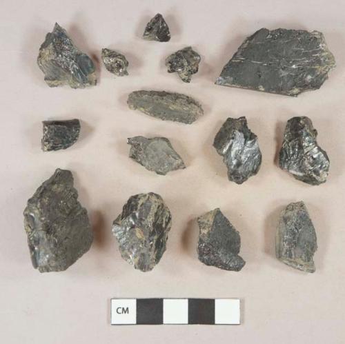 Coal fragments, 3 fragmemts burned