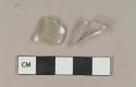 1 colorless glass vessel body fragment, 1 light aqua glass vessel body fragment