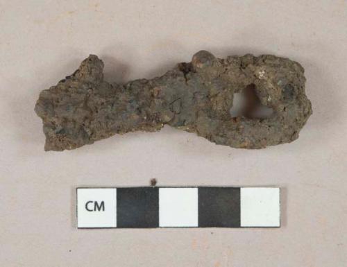 Ferrous metal key fragment, heavily corroded