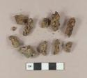 Six unidentified iron nail fragments; three unidentified iron fragments; one slag fragment
