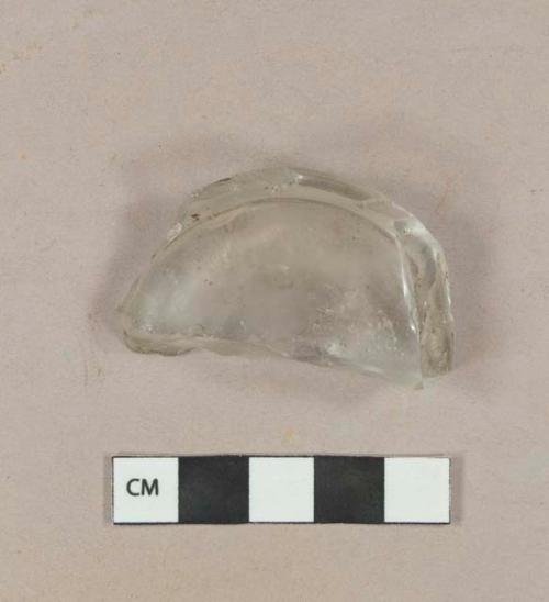 Colorless bottle glass base fragment, sand pontil mark