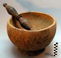 Wooden mortar-bowl and pestle
