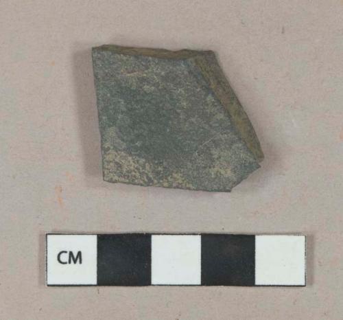 Dark gray slate fragment, some staining