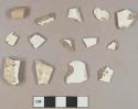 Undecorated creamware body sherds; molded undecorated creamware body sherds; undecorated creamware rim sherd