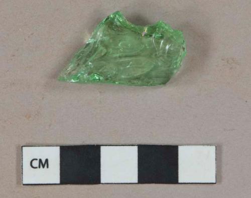 Molded green bottle glass fragment