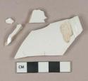 White undecorated lead glazed whiteware vessel rim and body fragments, white paste, possibly ironstone