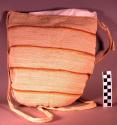 Twined bag, pita, with yellow and brown stripes