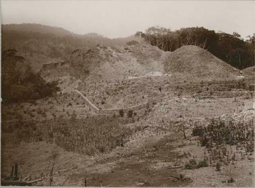 Plate II, Figure 2, Northeastern slope of Main Structure, looking southwest, showing, near centre of illustration, the elevations upon which stand Temples 21, 21a, and 22