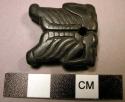 Scratcher w/ 2 skinned humans stone pendant charm (fish motif): argillite