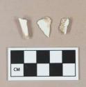 Undecorated pearlware body sherd; undecorated whiteware body sherds