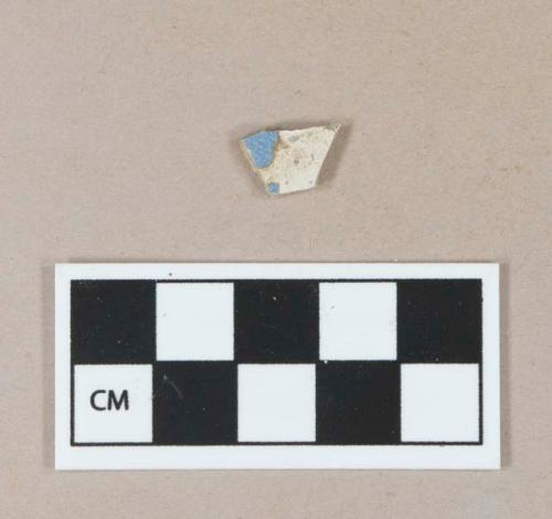 Factory decorated blue annular decorated creamware body sherd