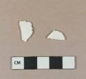 Undecorated whiteware body sherds, two sherds crossmend