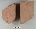 Shaped brick fragments, two fragments crossmend