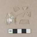 Colorless vessel glass body fragments; 2 colorless flat glass fragments