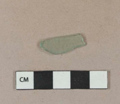 Aqua vessel glass body fragment, weathered