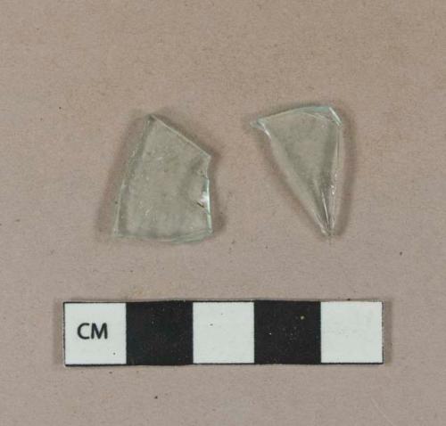 Light aqua glass vessel body fragments, likely bottle