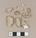 Unidentified calcined bone fragments; 1 wood fragment; 1 clinker/coal ash fragment