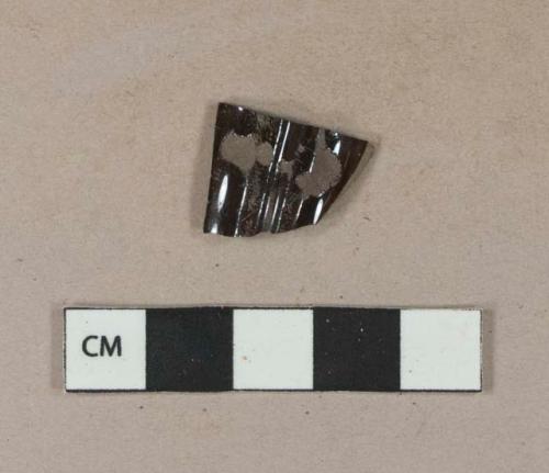 Earthenware, lead glazed, Jackfield type, body sherd; molded