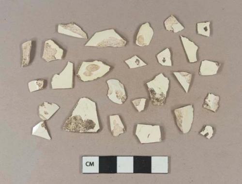 Undecorated pearlware body sherds; undecorated creamware body sherds