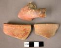 5 potsherds - monochrome red glaze slip