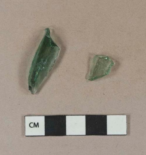 Teal bottle glass fragments