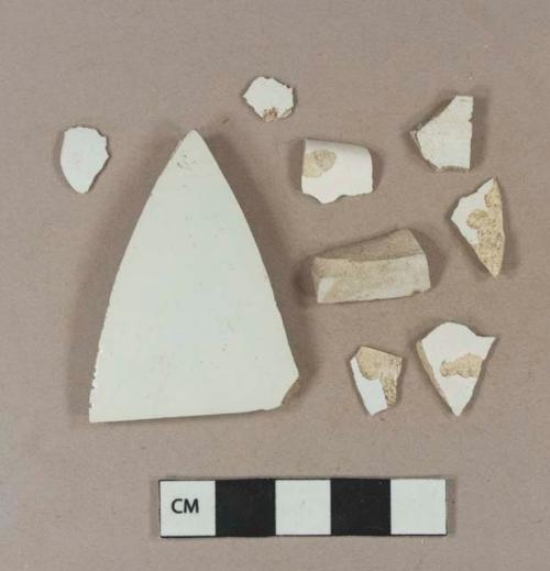 Undecorated whiteware body sherds; undecorated ironstone body sherds