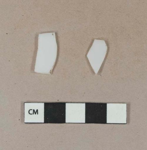 Milk glass bottle fragments