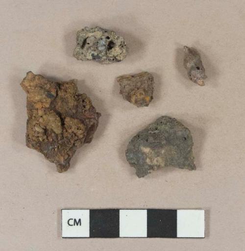 Unidentified iron fragments; slag fragments