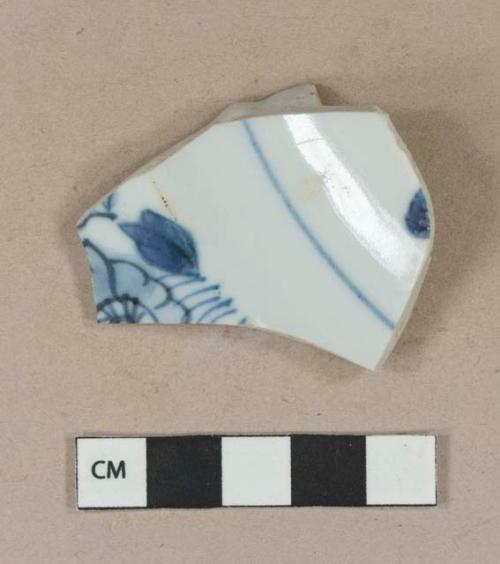 Blue hand painted porcelain base sherd