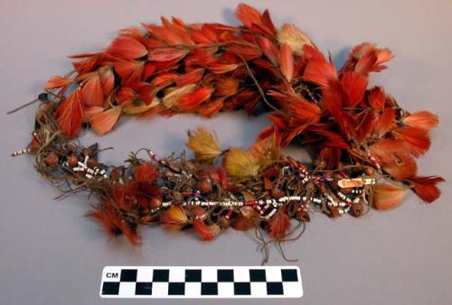 Feather, bead and seed pendant ornament