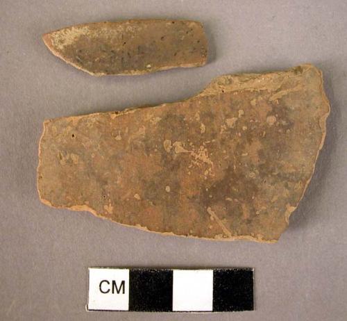 2 potsherds - plain glaze