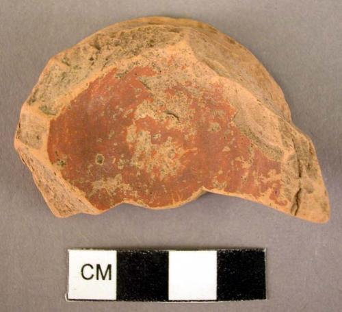 Pottery foot - red glazed interior