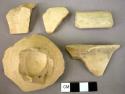 Rim sherd; rim sherd with small handle fragment; sherd; handle fragment; base fr