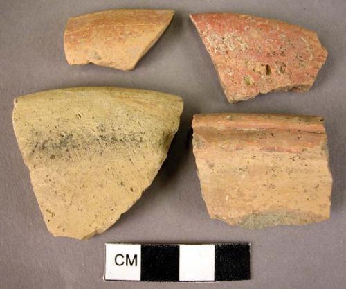 8 bowl fragments with glaze bands at rim