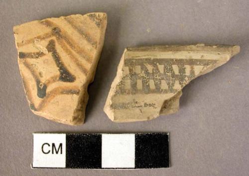 Rim sherd, Geometric ware; 1 potsherd, Geometric ware