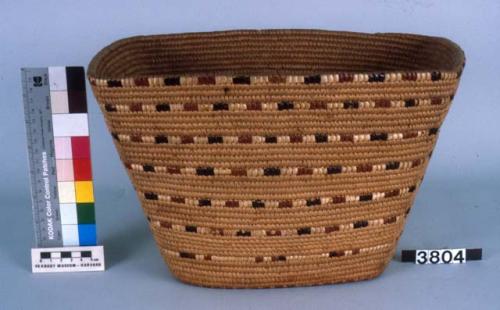 Storage basket, imbricated design on coiling.