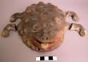 Ceramic figurine, moulded, incised, perforated zoomorphic figure, toad?