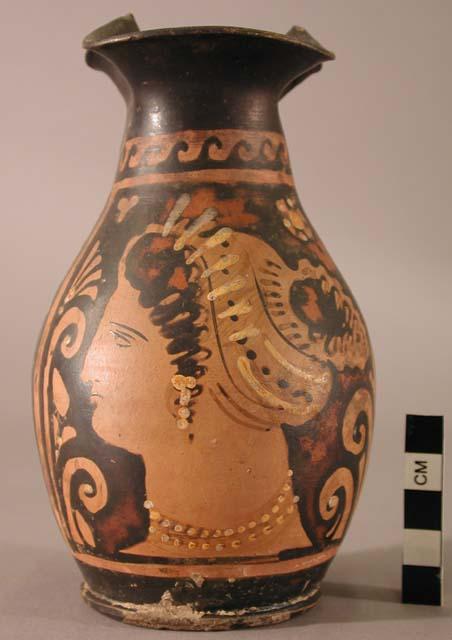 Greek oenochoe - pottery - red figure style