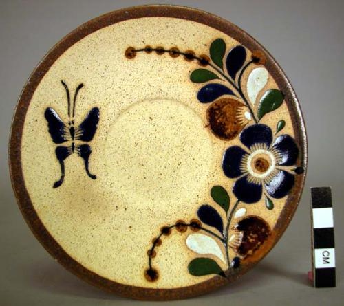 Rustico ware polychrome luncheon set with owl ,bird +plant motif